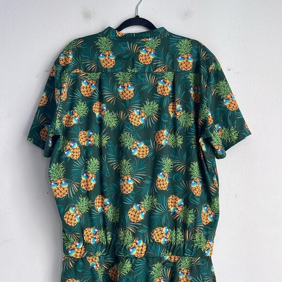 Pineapple sunglasses one piece short sleeve short full zip festival Pride romper - Picture 7 of 8